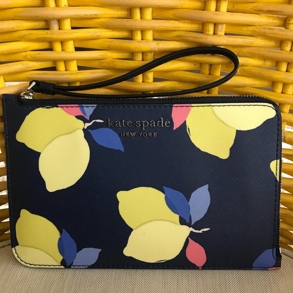 🍋 Kate Spade Cameron Lemon Zest Medium Wristlet